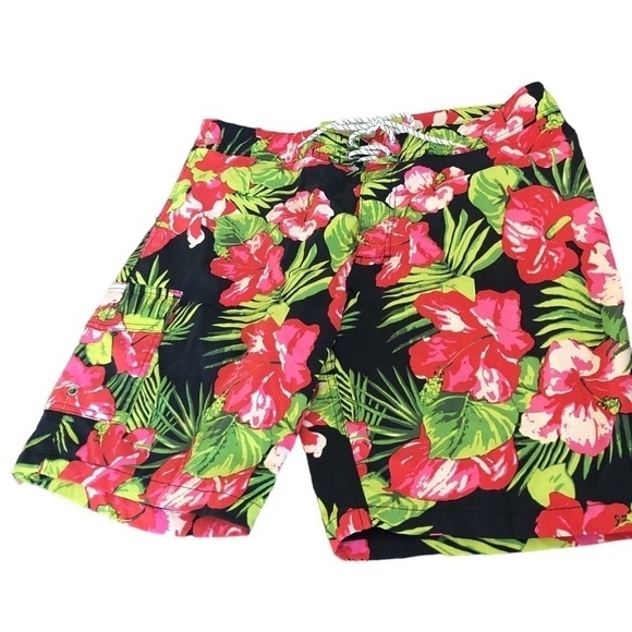 J. Crew Mens 9" Stretch Eco Board Short Sz. 33” Hibiscus Floral Print - Picture 2 of 7